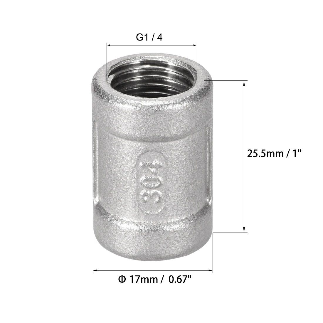 

uxcell Stainless Steel 304 Cast Pipe Fittings Coupling 1/4 x 1/4 G Female 3pcs