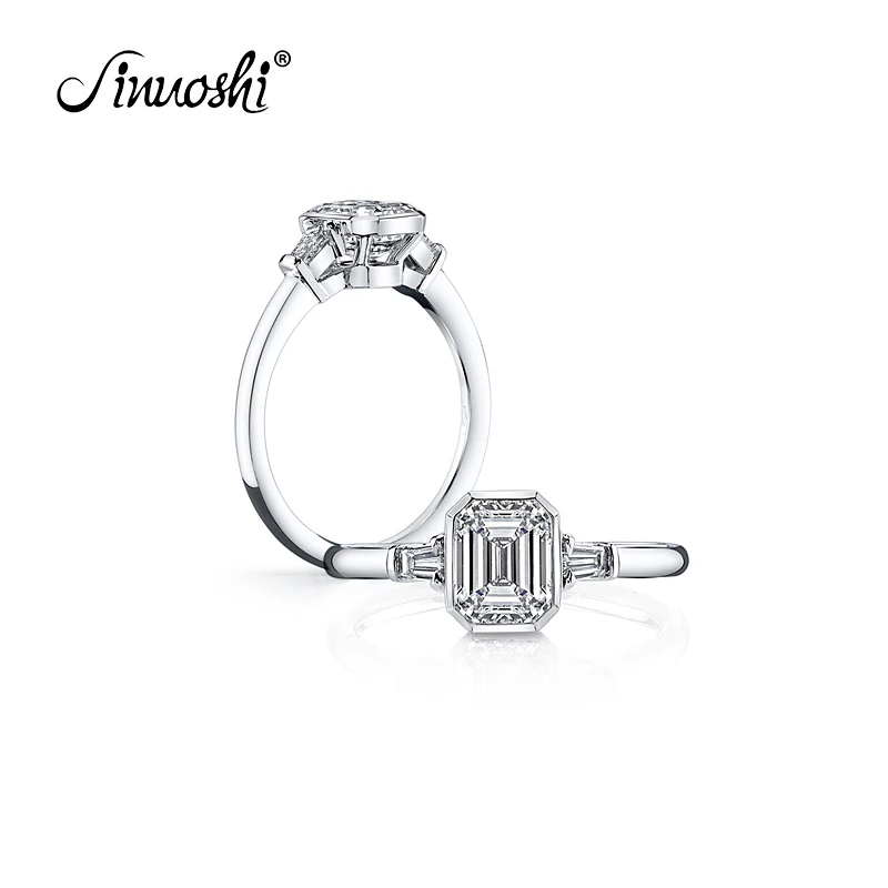 AINUOSHI, элегантное кольцо с изумрудной огранкой, 925 пробы, серебро, Anillos Mujer, Nscd, для женщин, свадебное кольцо, на заказ