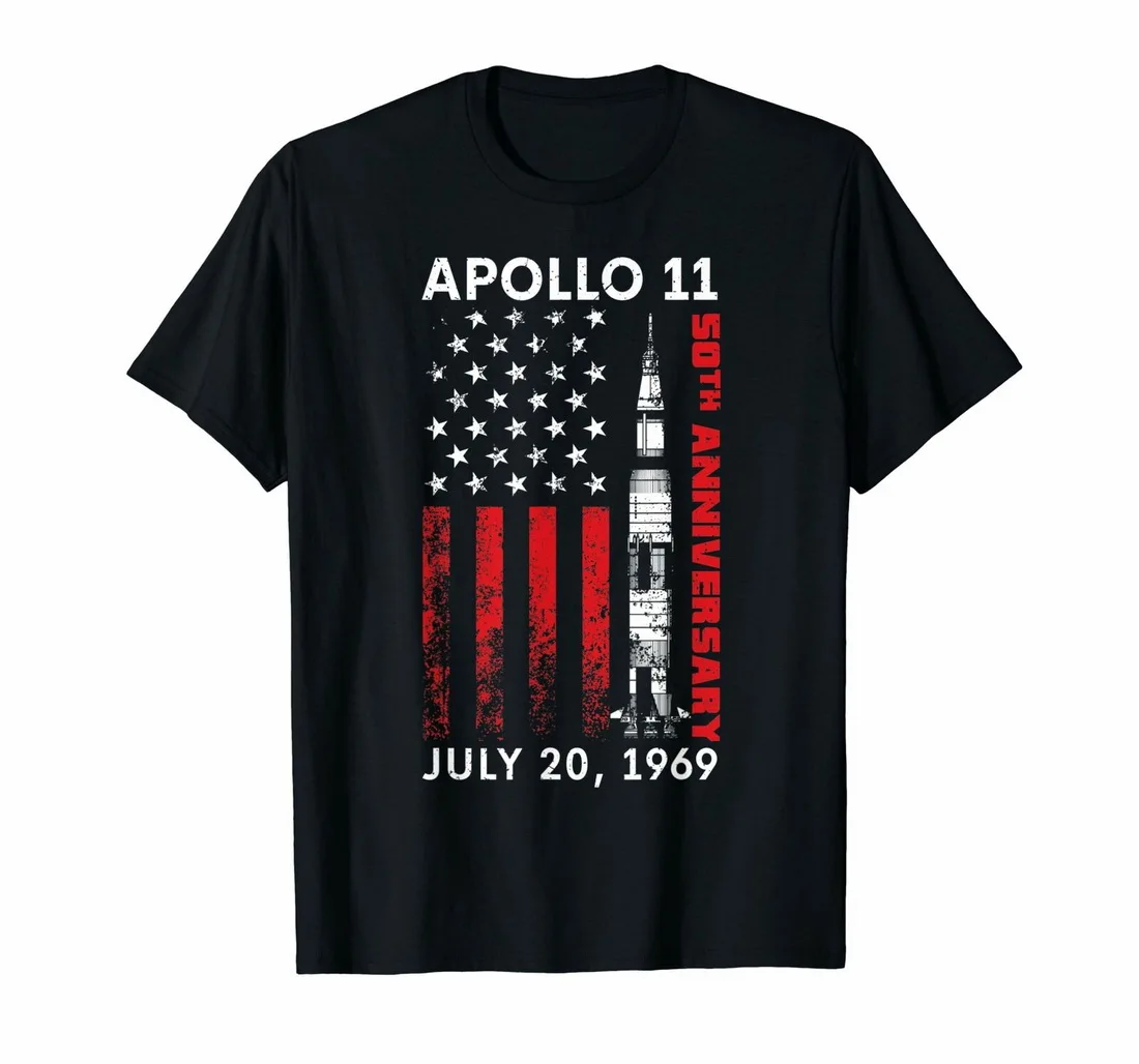 Apollo 11 50th anniversary Moon Landing 1969 2019 винтажные топы футболка летняя с круглым вырезом |