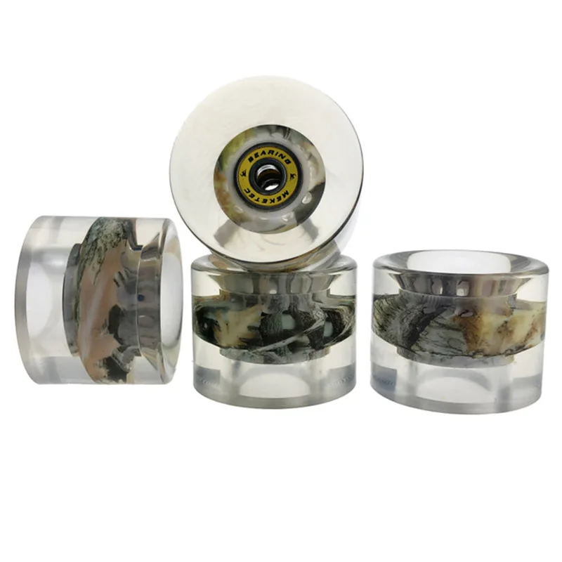 

4 Pieces 85A 60*45mm LED Flash Roller Longboard Wheel DanceBoard Transparent Skateboard Wheel PU Double Rocker Flashing Wheel