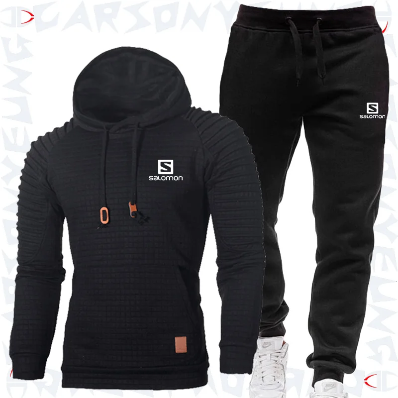 

2021New Men's Football Sets Zipper Hoodie+Pants Two Pieces Casual Tracksuit Male Sportswear Gym Brand Clothing Sweat Suit