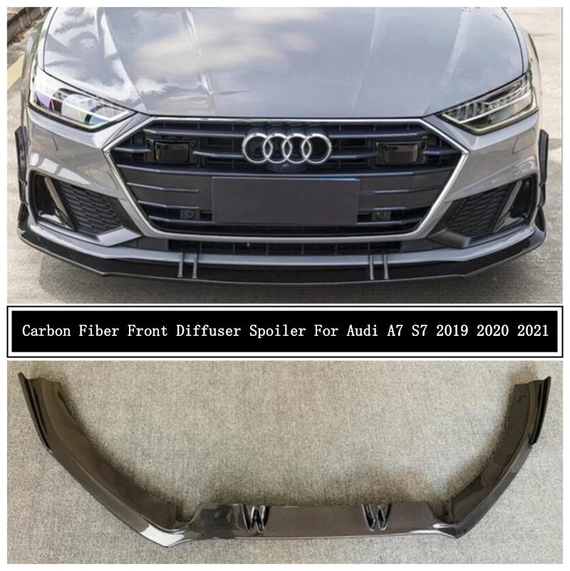 

For Audi A7 S7 2019 2020 2021 2022 Carbon Fiber Front Diffuser Lip Spoiler High Quality Car Bumper Accessories