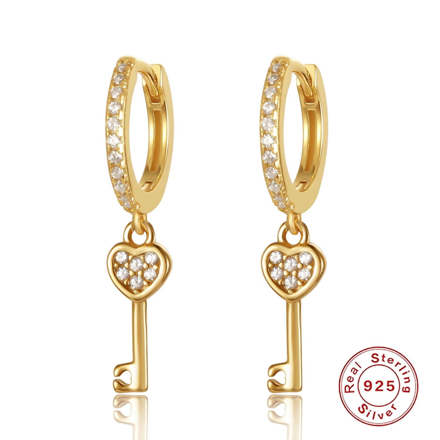 

Женские серьги-кольца из серебра 925 пробы с фиксатором в виде ключа