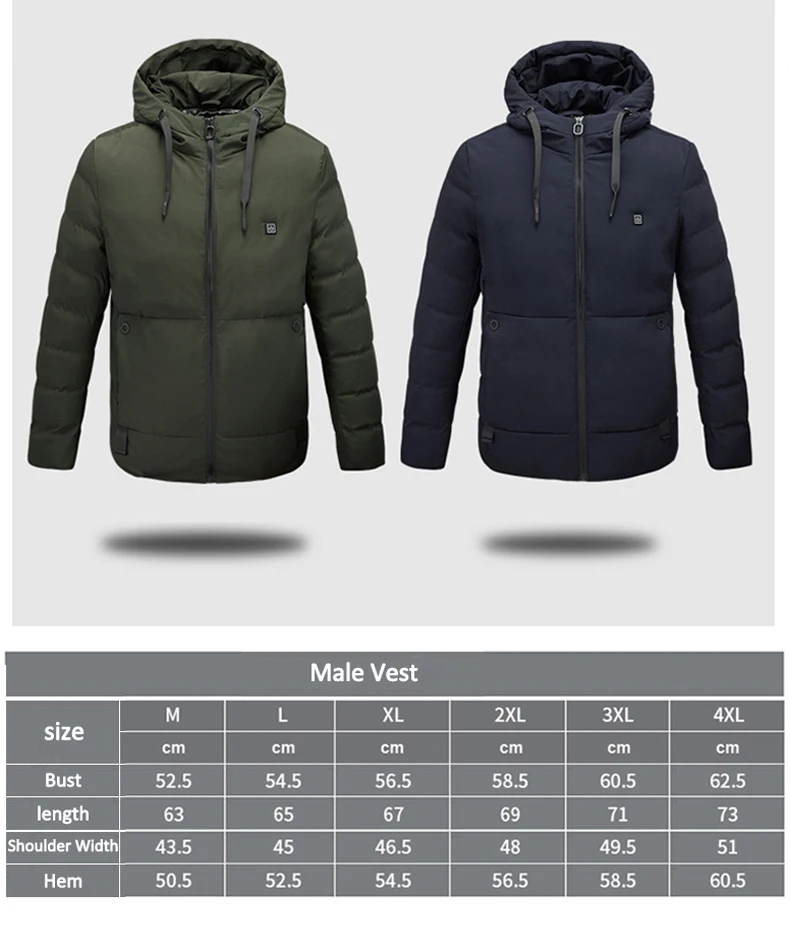

ZYNNEVA Outdoor Winter Warm Heated Jackets Mens Womens USB Powered Heating Thermal Clothing Camping Cotton Zipper Coats GK6131
