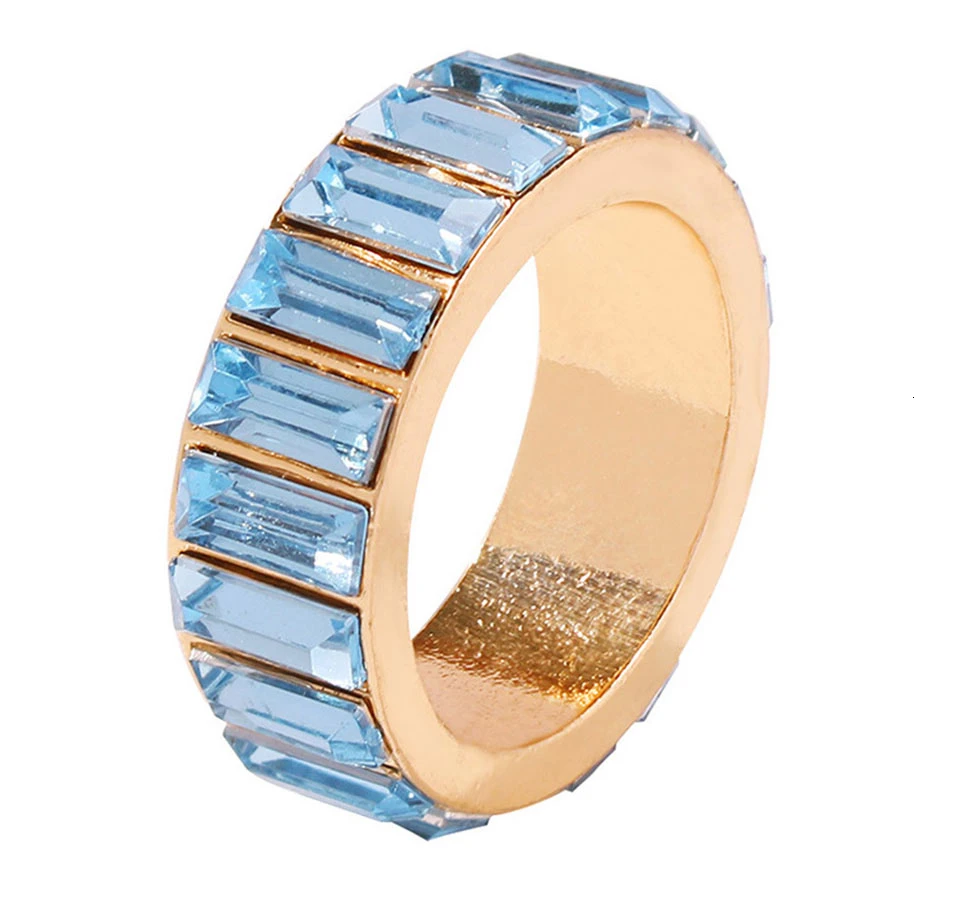 Jouval Fashion Rainbow Rhinestone Rings For Women Punk Gold Vintage Crystal Wedding Engagement Ring Bague Female Fashion Jewelry