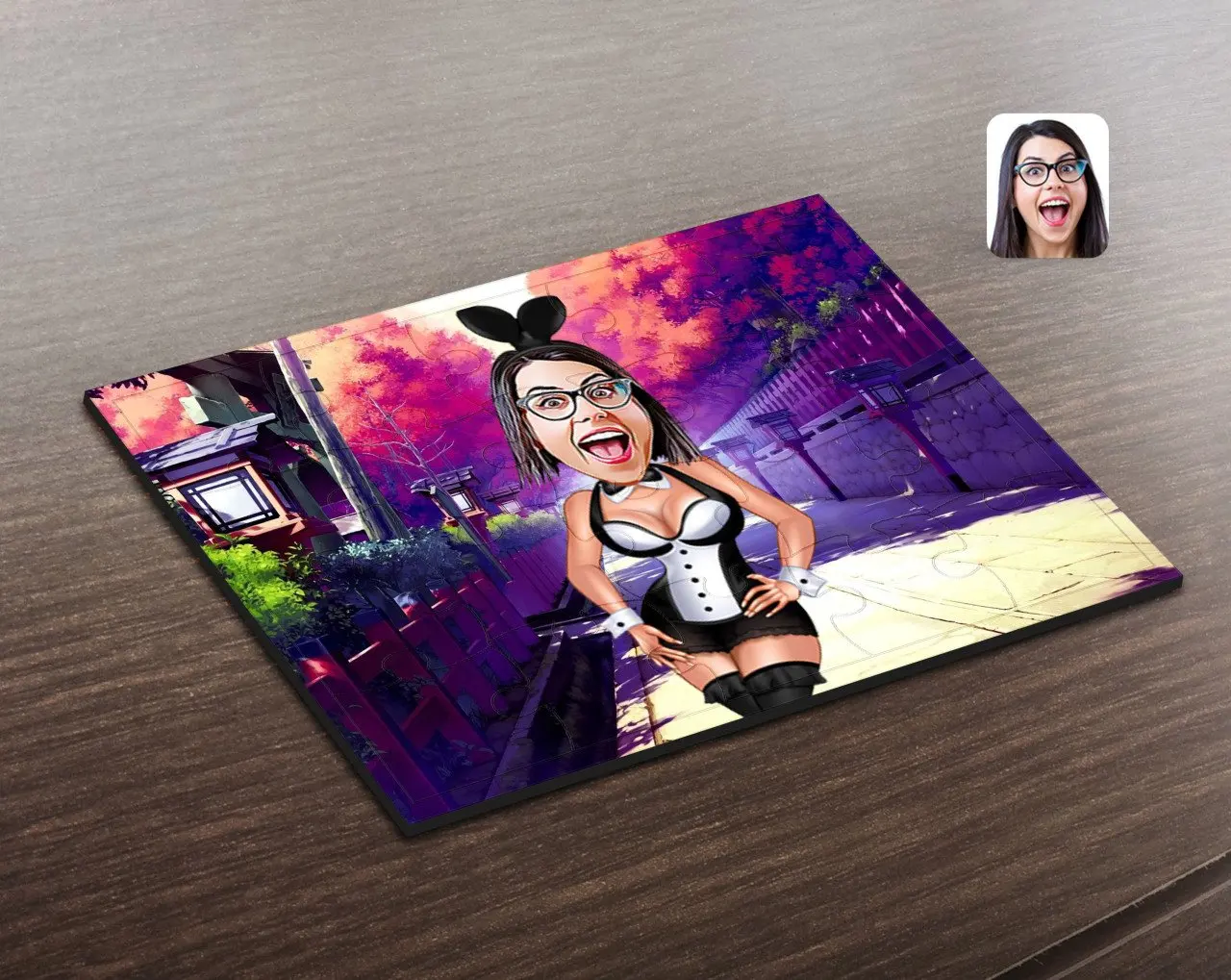 

Personalized Rabbit Girl Caricature Of Wooden Puzzle-1