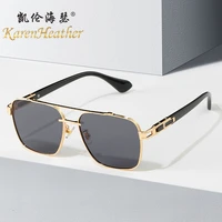 new fashion large square frame double beam sunglasses brand design anti ultraviolet uv400 casual sunglasses for adultwomenmen