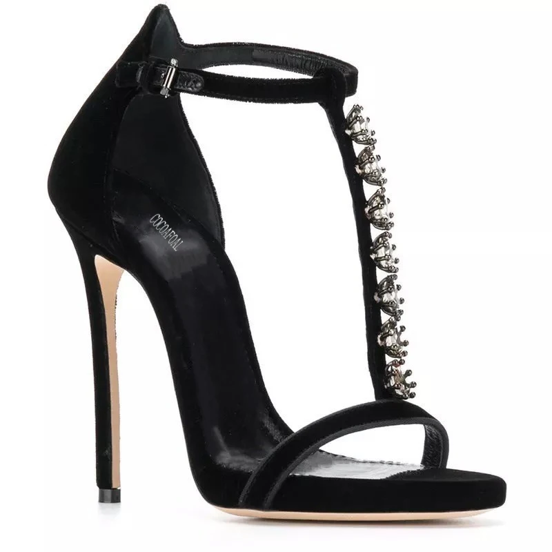 

YECHNE Women Gladiator Rhinestone Sandals Plus Size 33 43 Heel Height Bridal Shoes Crystal Party Wedding Open Toe Sandals