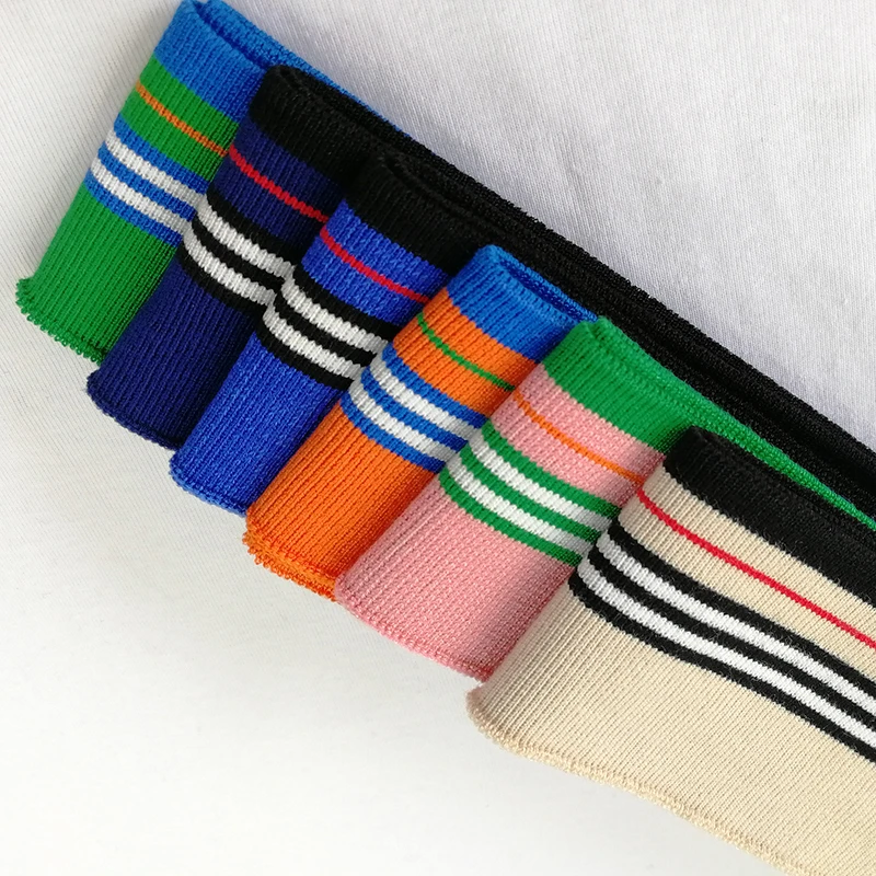 Яркая мерсеризованная хлопковая ткань JIETAI трикотажная полоска в рубчик мягкий