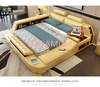 genuine leather bed frame modern soft beds with massage storage home bedroom furniture cama muebles de dormitorio camas quarto