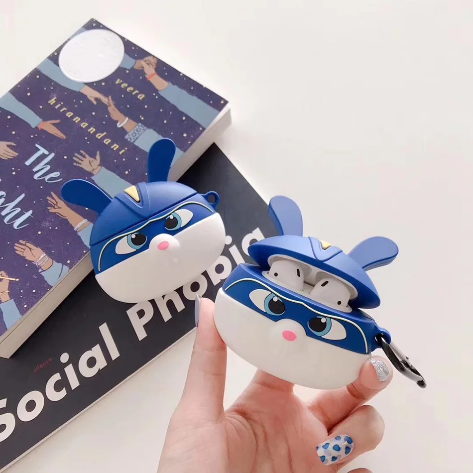 3D чехол для наушников s для AirPods, силиконовый чехол с милой собачкой из мультфильма, чехол для Apple Air pods 2, забавный чехол для наушников, кольцевой ремешок