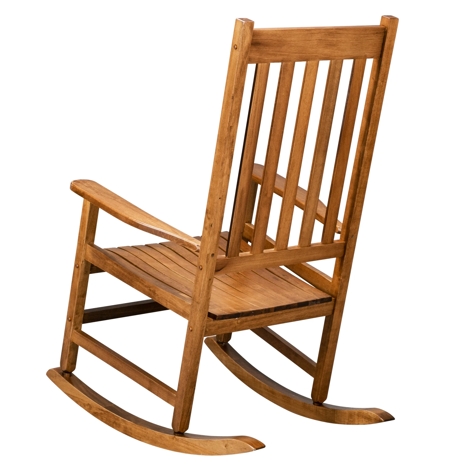 

Wooden Rocking Chair Square Comfortable Outdoor Chair For Backyard and Garden Original Wood Color