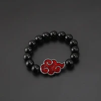 anime ninja bracelets cartoon charm akatsuki cloud handmade black beads bracelet men women bangle jewelry accessories