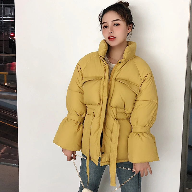 Fitaylor/зимние хлопковые куртки с воротником-стойкой короткий дизайн Милая Красная