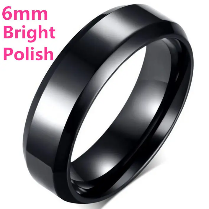 6mm Bright Black 8 мм Яркий польская серебро Цвет Титан кольцо для Для мужчин - Цвет основного камня: 6mm Bright Black
