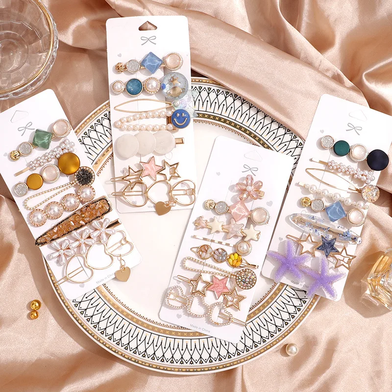 

Fashion Acrylic Pearl Hair Clips Set Sweet Headwear Hair Ornament Hairpins Barrettes Hairgrip Hair Accessories for Women Girls