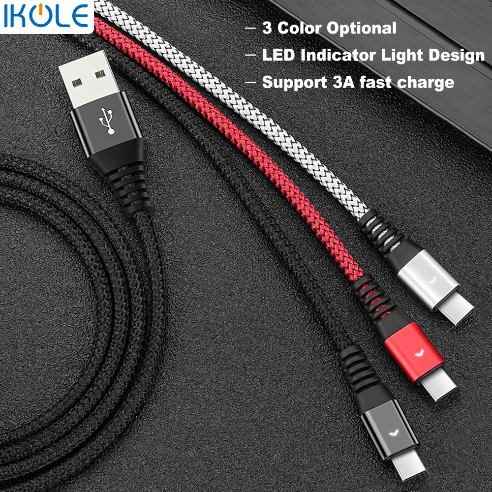 IKOLE 3A USB Type C зарядный кабель для Redmi Xiaomi Samsung Быстрая зарядка 3 0 провод Huawei|Кабели