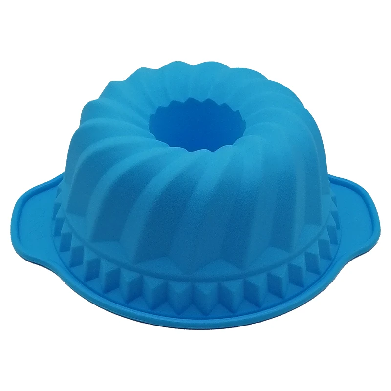 Blue 2 Большой полый круглый 9 дюймов шифон торт плесень Шестерня пластина, силиконовая форма для торта, инструмент для выпечки легко снять - Цвет: Blue 2