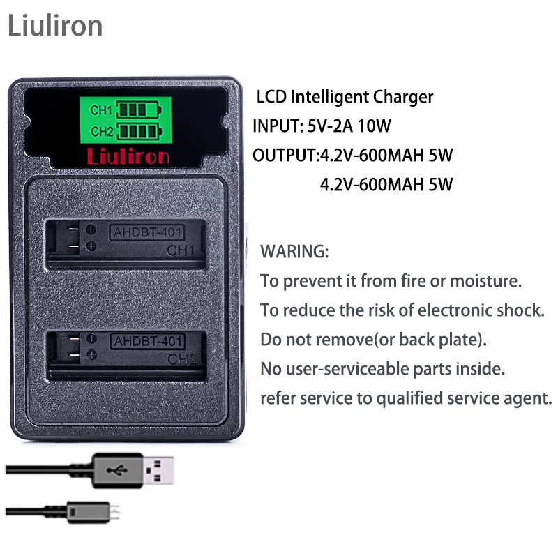 Гоу про Hero4 Hero 4 аккумулятора + ЖК дисплей Двойная зарядка для Xiaomi Yi экшн камеры gopro