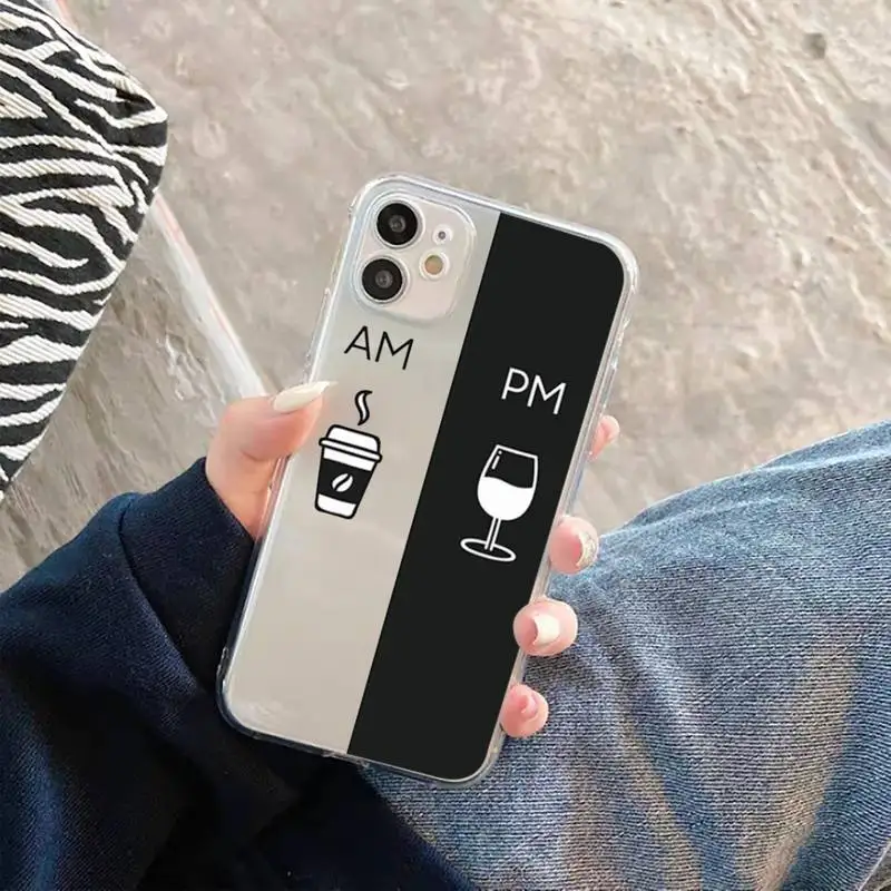 

Coffee Wine Cup Phone Cases Transparent Clear for iPhone 11 12 mini pro XS MAX 7 8 6 6S Plus X 5S SE 2020 XR