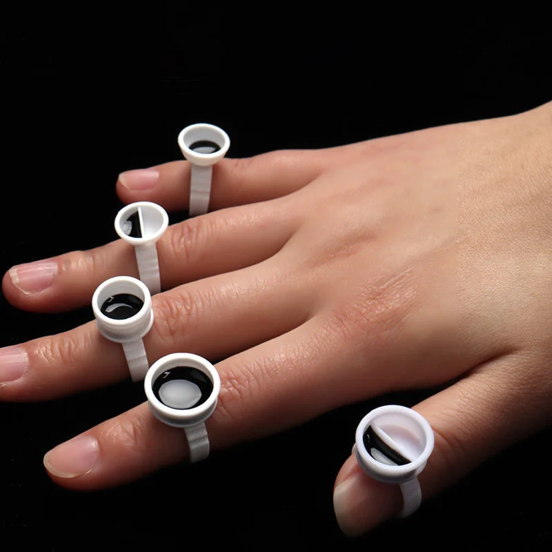 

Wholesale 100Pcs Disposable Eyelash Extension Glue Rings Holder Glue Container Tattoo Pigment Ink Pallet Grafting Lash Glue Tray