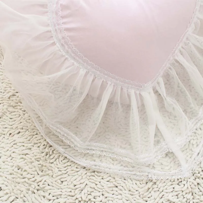 Top Sweet Heart shaped cushion wedding bed pillow princess lace ruffle coussin cushions girl sofa pillows 100% cotton fabric | Дом и сад