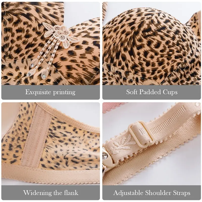 

Sexy Plus Size Push Up Bra Leopard Print Brassiere Wire Free Thin Bralette Comfortable Bras For Women Hot Sale Underwear
