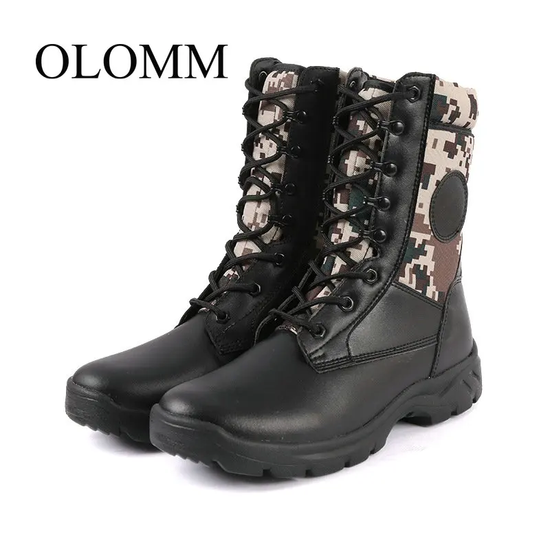 Мужские камуфляжные противоскользящие ботинки OLOMM высокие боевые