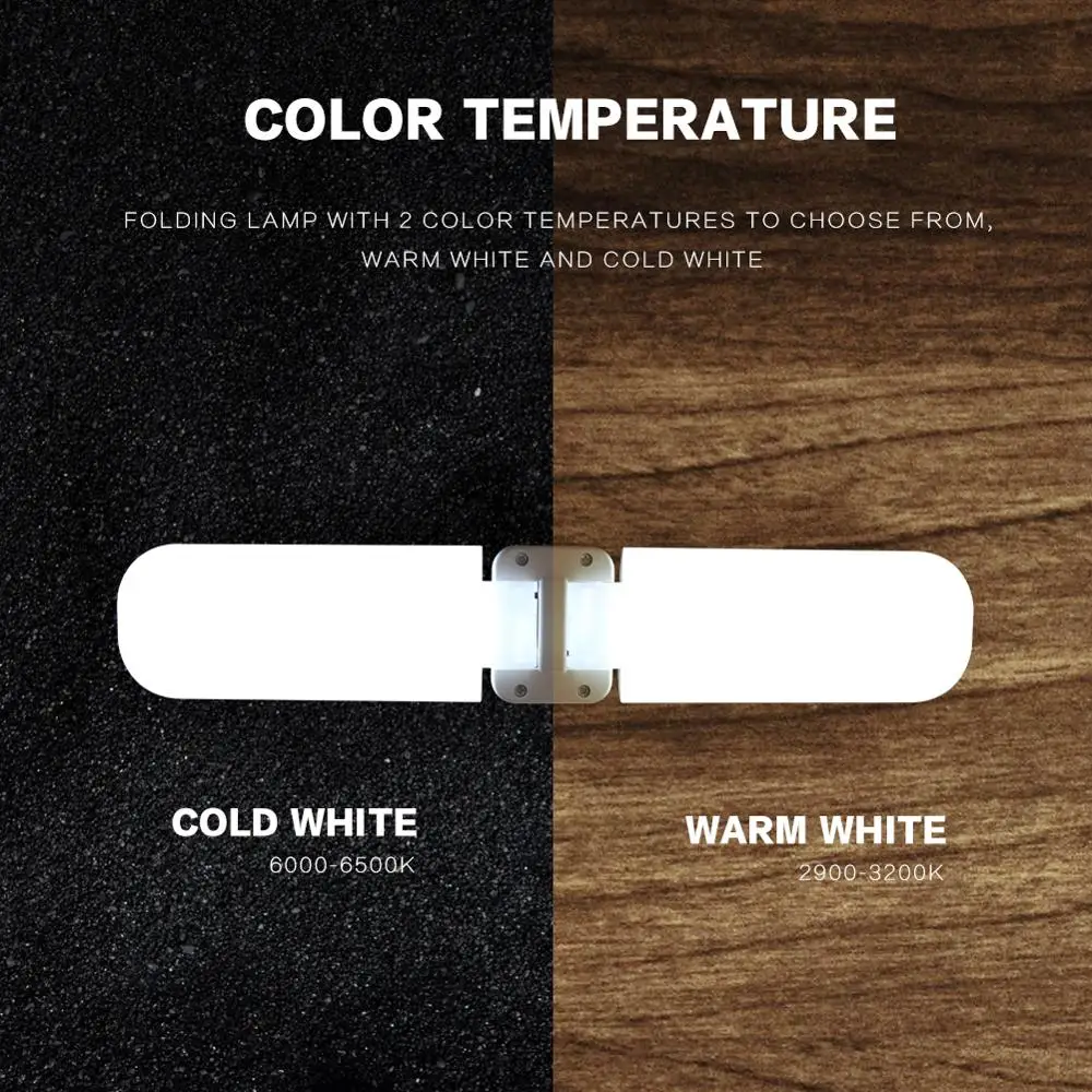 

LED Fan Blade Bulb E27 Foldable Light 35W 45W 60W Adjustable Lamp Indoor Lighting Garage Workshop Storage Energy Saving AC 220V