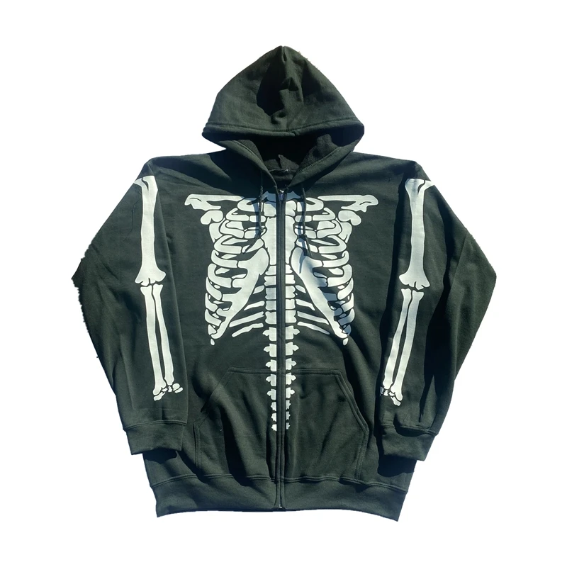 

Y2K Gothic Skull Print Zip-up Oversized Hoodies Autumn Long Sleeve Sweatshirt Women Coat Jacket E-girl Harajuku Streetwear