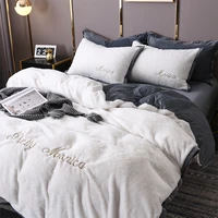 soft smooth bedding set solid color winter warm polyester fluffy thick washable kawaii bedding juego de cama home decor ec50ct