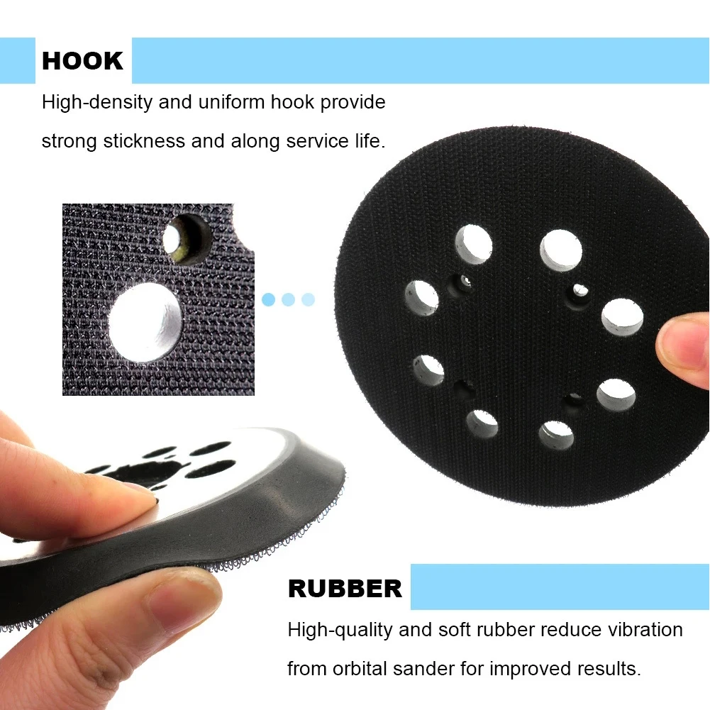 Лидер продаж 5-дюймовая орбитальная шлифовальная машина с 8 отверстиями подложка