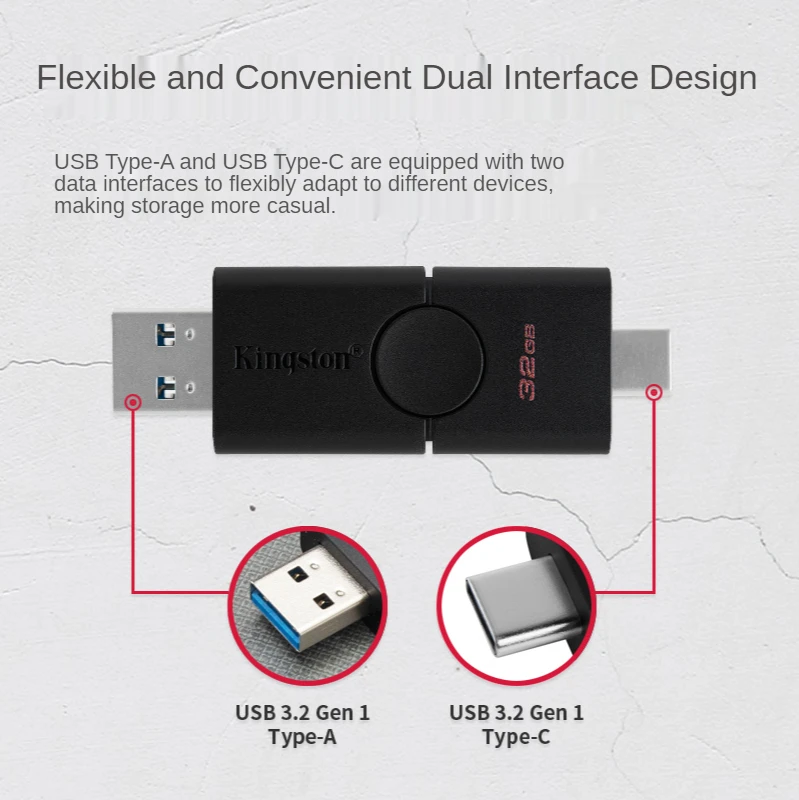 Kingston USB флеш-накопитель DTDE 3 2 Gen 1 32 Гб 64 ГБ DataTraveler Duo Флешка Type-A & Type-C | Компьютеры и