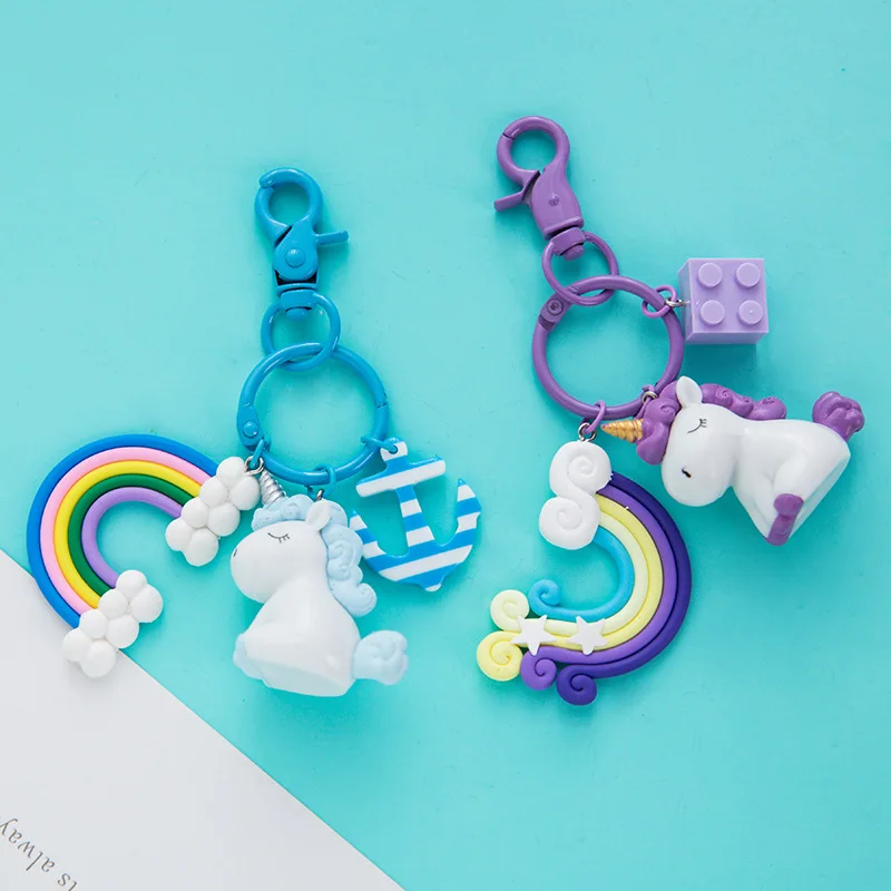 

Hot Sale Anime Unicorn Keychains Cute Cartoon Baby Boy Girl Key Ring Women Lovely Bag Key Chain Men Car New KeyChain Accessories
