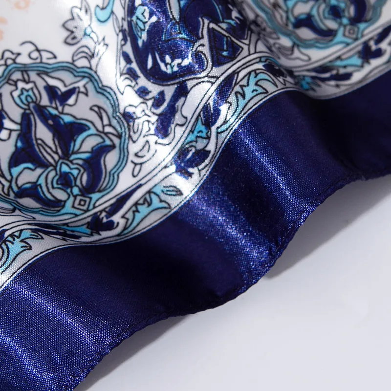 

2021 New Fashion Silk Square Scarf For Women 90*90cm Neck Hair Tie Band Bag Warp Soft Neckerchief Hijab Headscarf Female Foulard