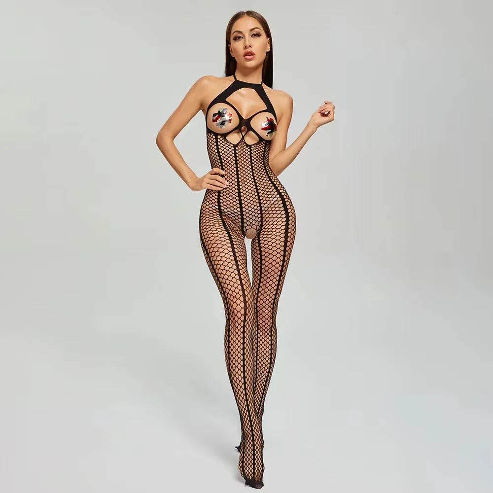 

Sexy Bodystockings Lingerie Bodysuit Underwear Women Fishnet Open Bra Crotchless Catsuit Mesh Tights Erotic Babydoll Teddies