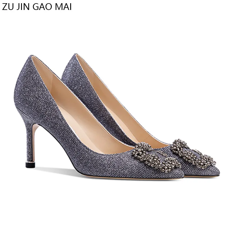 Расшитые блестками туфли на высоких каблуках со стразами Женская обувь Женские