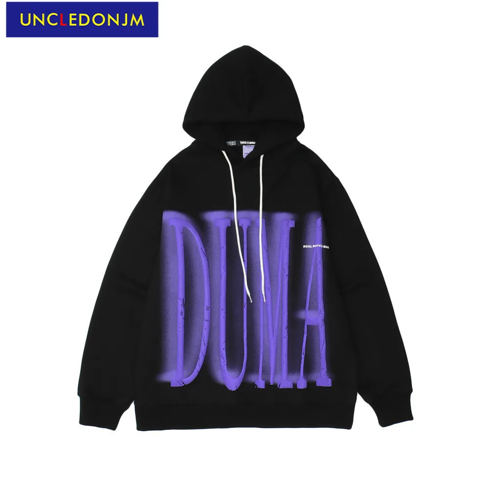 

UNCLEDONJM Graffiti letter oversized hoodie fleece streetwear hoodies men Autumn Winter men fashion 2021 couple clothes
