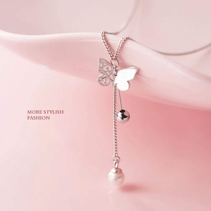 

925 sterling silver butterfly necklace for women girls