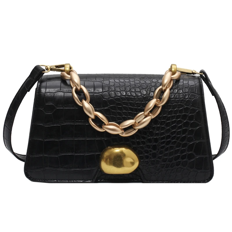 

Crocodile pattern Chain Tote bag 2021 Fashion New Quality PU Leather Women's Designer Handbag Vintage Shoulder Messenger Bag