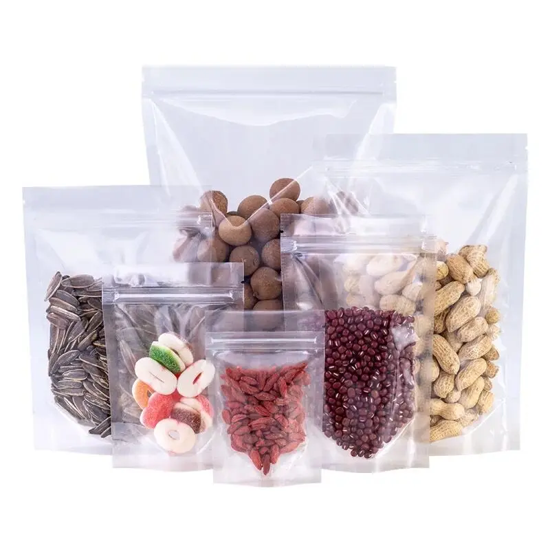 

100pcs PET Transparent Zip Lock Plastic Bags Mylar Bag Ziplock Stand Up Food Spice Powder Packaging Pouch Clear Free shipping