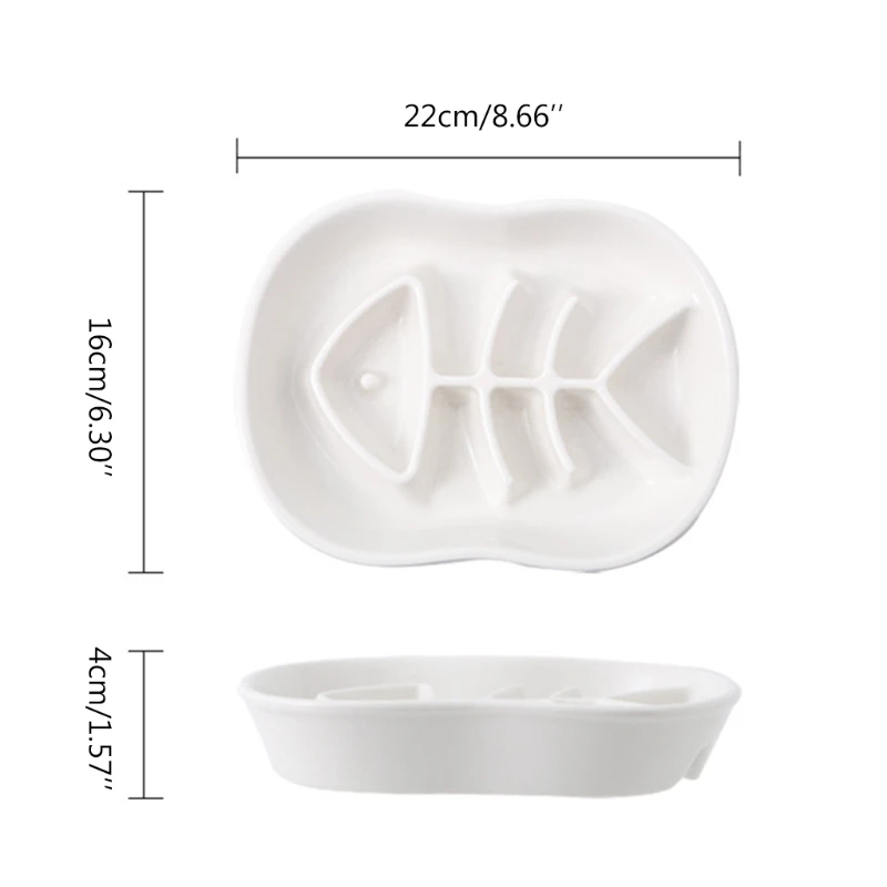 

Cat Slow Eating Non Slip Durable Dog Puzzle Bowl Ceramic Durable Feeder Dish Non-slip Pet Bowls with Fish Pattern