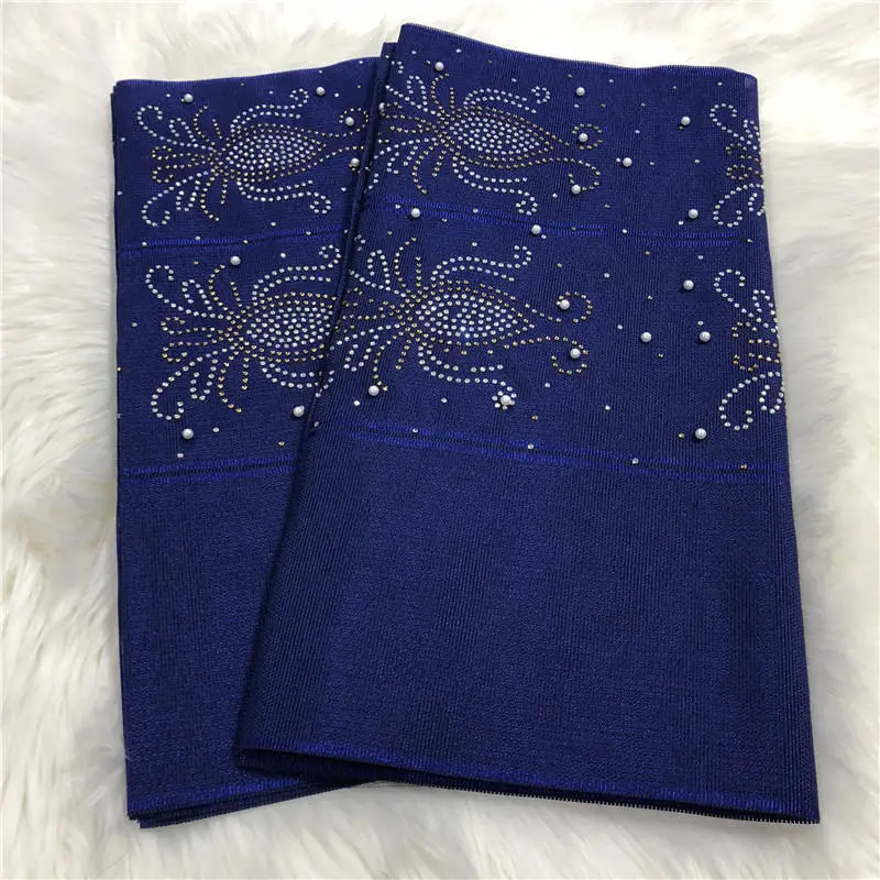 Африканский gele головной убор aso oke головной убор с бисером нигерийские Стразы gele головной убор мода для вечерние 2 шт./лот-AH30 - Цвет: 22