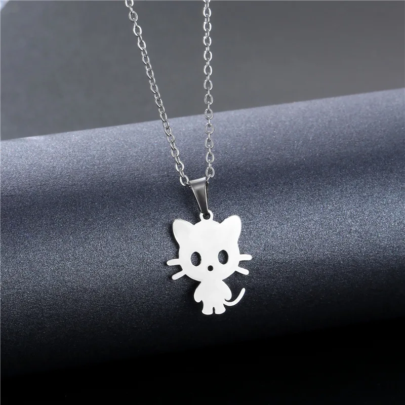 

Cartoons Cat Animal Exquisite Pendant Necklace for Women Stainless Steel Simplicity Pet Cat Necklace Jewelry Wholesale 2021