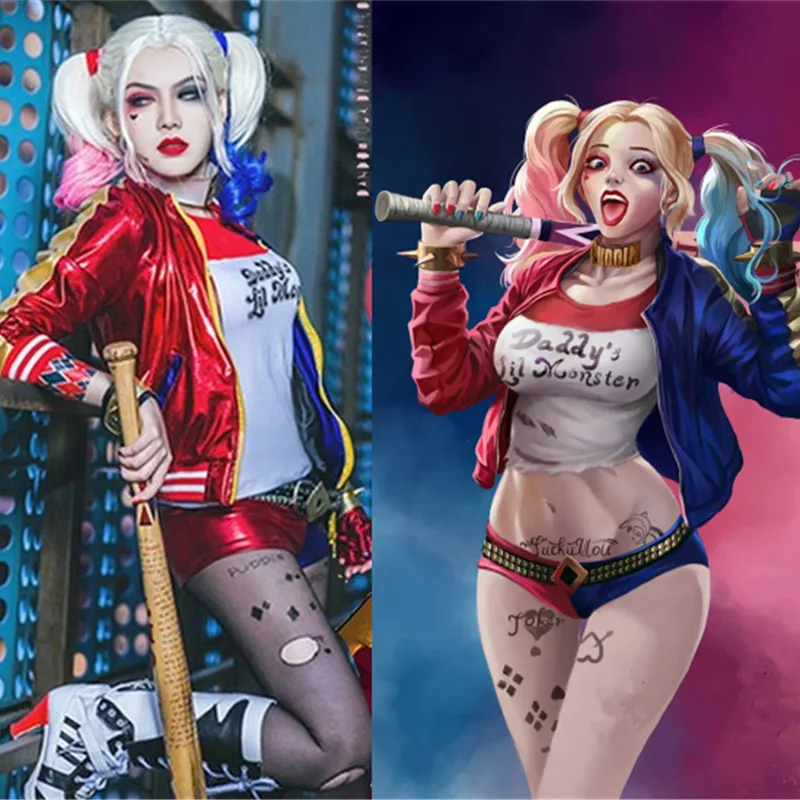 Женские костюмы для косплея Harleen Quinzel футболка монстра жакет Джокера с