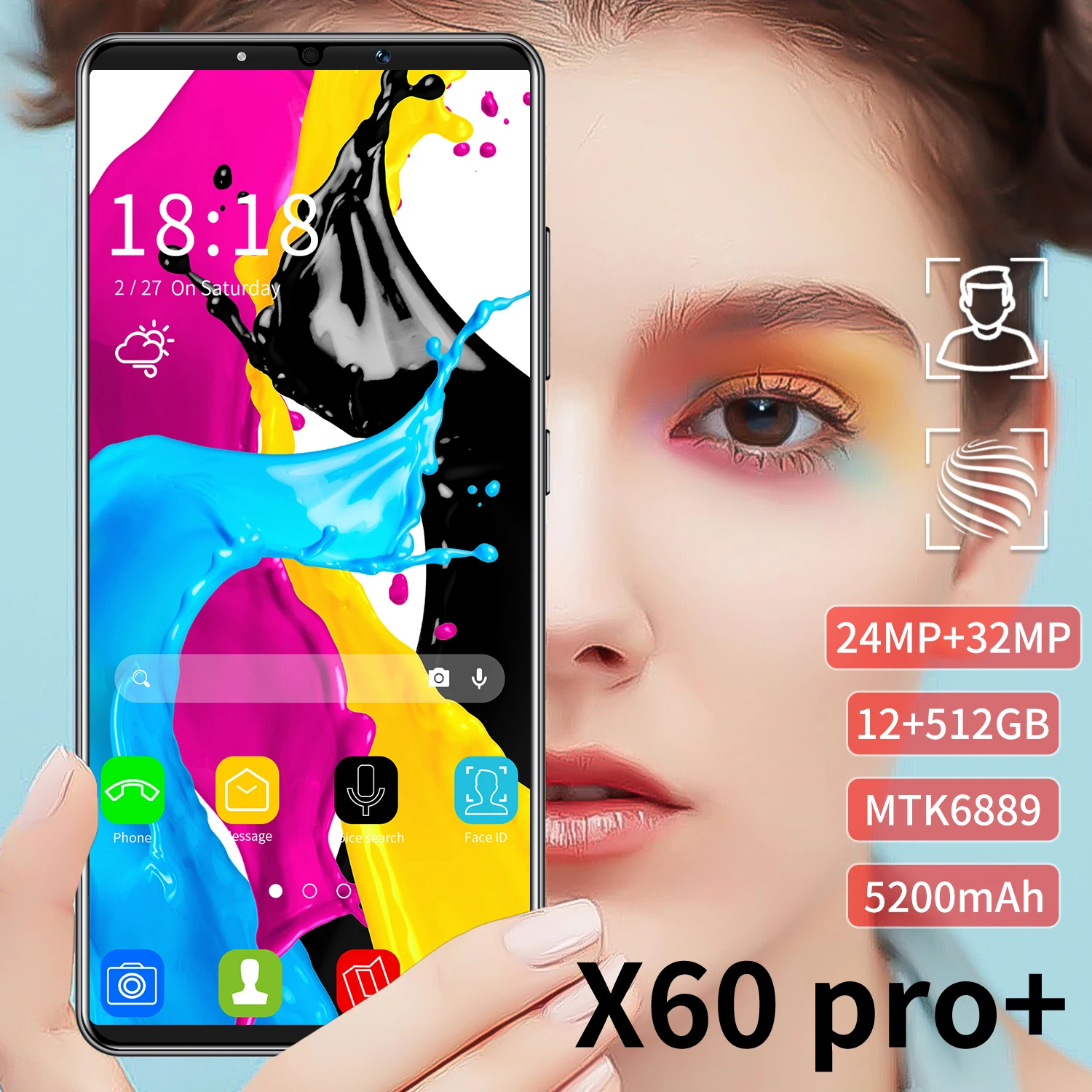 

Global Version X60 Pro+ 12GB 512GB Samsug Newest 5200mAh 6.1" 5G Dual SIM Card Smartphone Camera Mobile Phone Google GPS WiFi