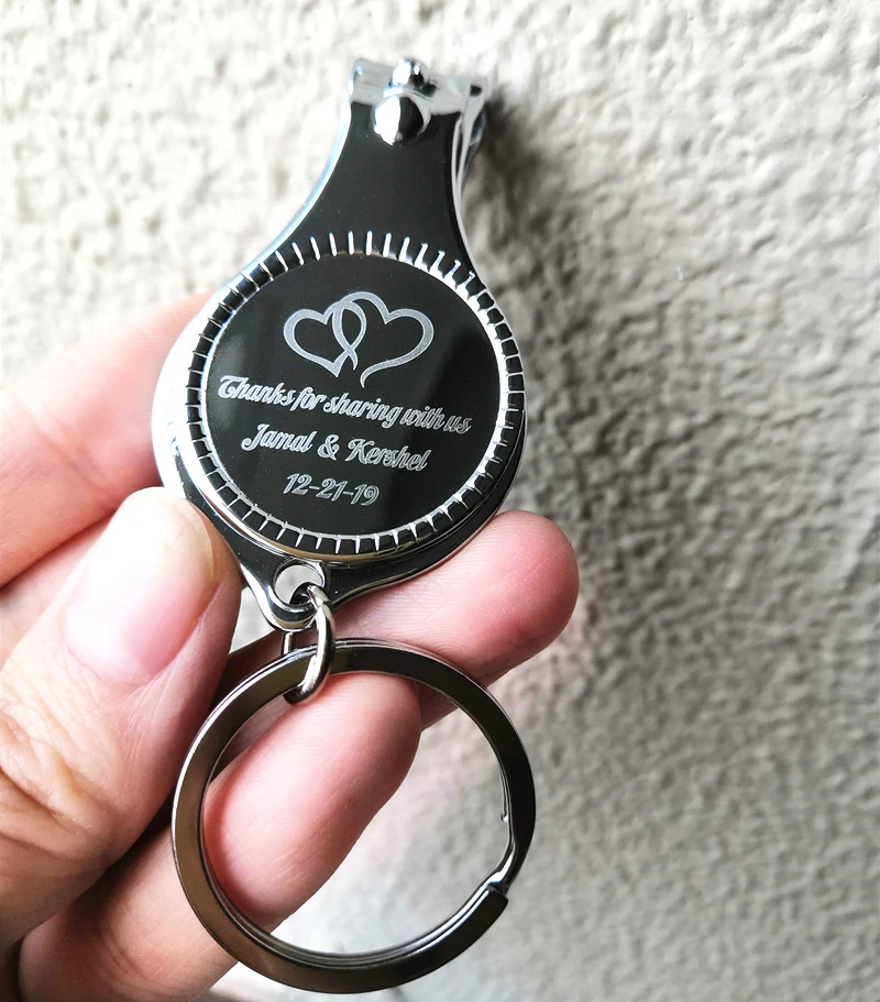 100 Personalized Wedding Favors for Guests - Multifunctional Wine Opener, Keychain, and Nail Clippers image 4