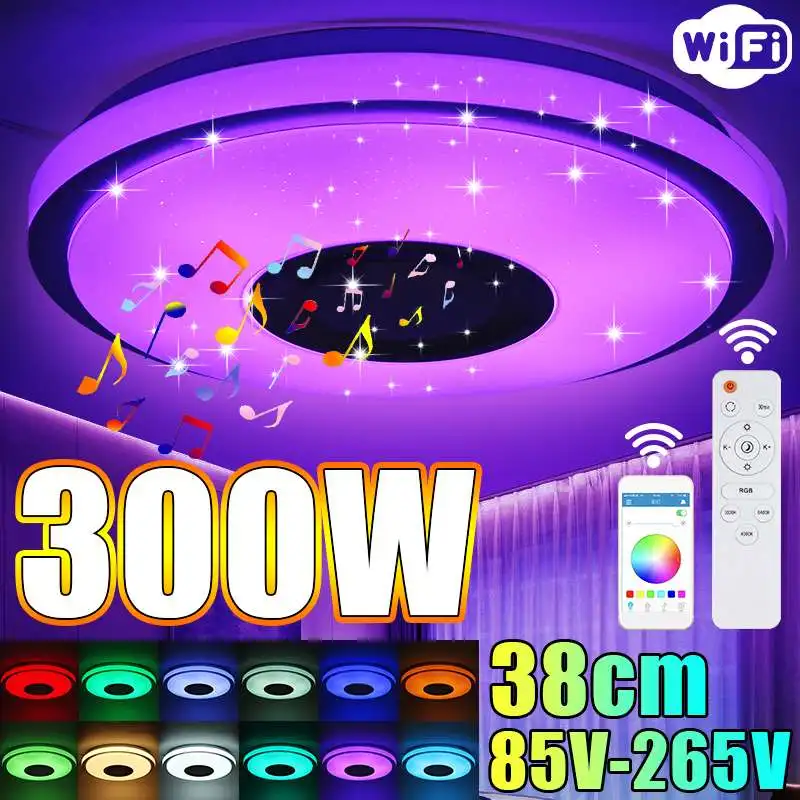 

300W 38cm WiFi RGB Dimmable LED Ceiling Light Home Lighting APP bluetooth Music Light Bedroom Smart Ceiling Lamp+Remote Control
