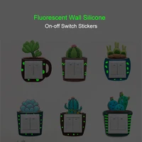 cute cartoon 3d cactus fluorescent wall silicone on off switch stickers kids luminous light switch outlet home decorations