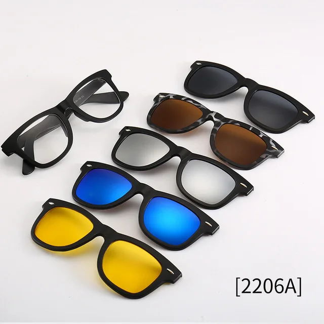 

5 lenes Magnet Sunglasses Clip Mirrored Clip on Sunglasses clip on glasses Men Polarized Clips Custom Prescription Myopia